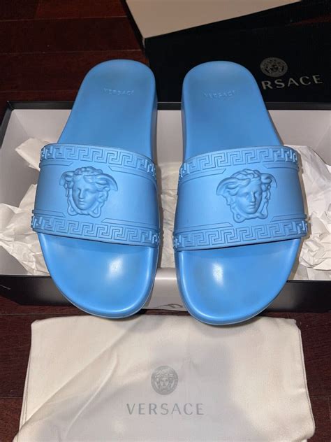 light blue versace slides|versace palazzo sandals.